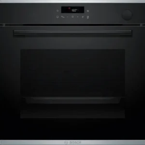 Series 4, Built-in oven with added steam function, 60 x 60 cm, Black <br> Model: HRG272EB3M