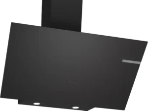 Series 4, wall-mounted cooker hood, 90 cm, clear glass black printed, Black<br>Model: DWK96PJ60M
